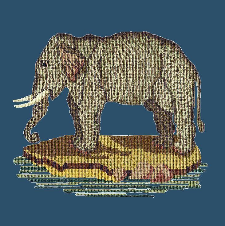 The Elephant Needlepoint Kit Elizabeth Bradley Design Dark Blue 