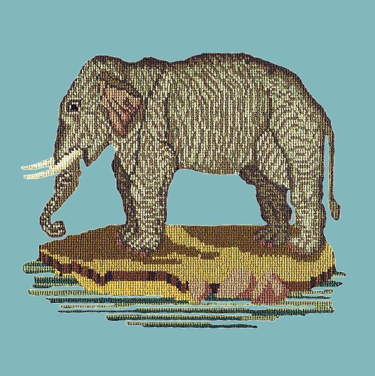 The Elephant Needlepoint Kit Elizabeth Bradley Design Duck Egg Blue 