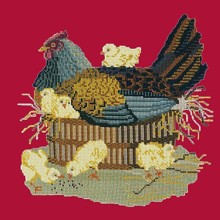 The Mother Hen Needlepoint Kit Elizabeth Bradley Design Bright Red 