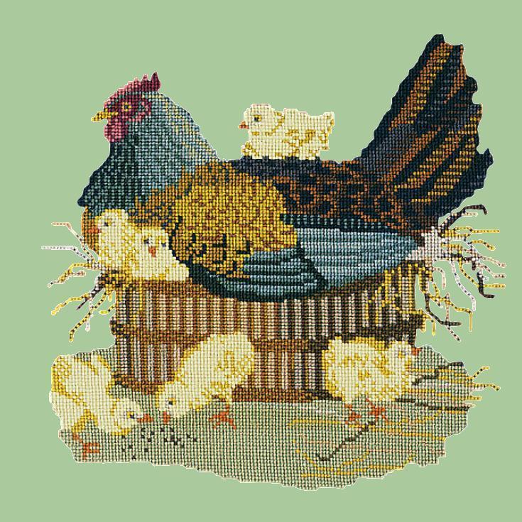 The Mother Hen Needlepoint Kit Elizabeth Bradley Design Pale Green 