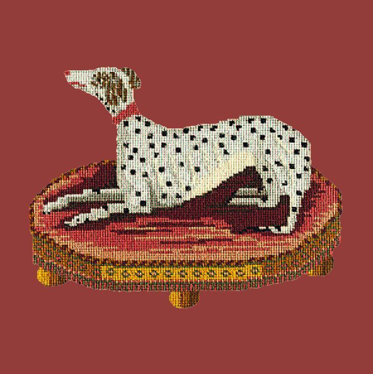 The Spotted Dog Needlepoint Kit Elizabeth Bradley Design Dark Red 