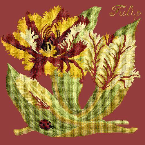 Tulip Needlepoint Kit Elizabeth Bradley Design Dark Red 