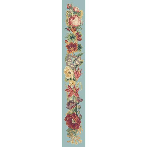 Victorian Flower Bell Pull Needlepoint Kit Elizabeth Bradley Design Pale Blue 