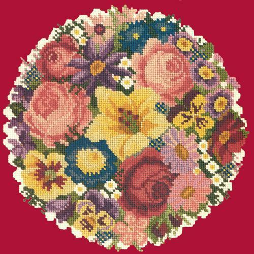 Victorian Posy Needlepoint Kit Elizabeth Bradley Design Bright Red 