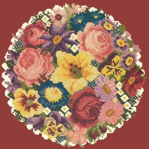 Victorian Posy Needlepoint Kit Elizabeth Bradley Design Dark Red 