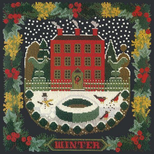 Winter Sampler Needlepoint Kit Elizabeth Bradley Design Black 