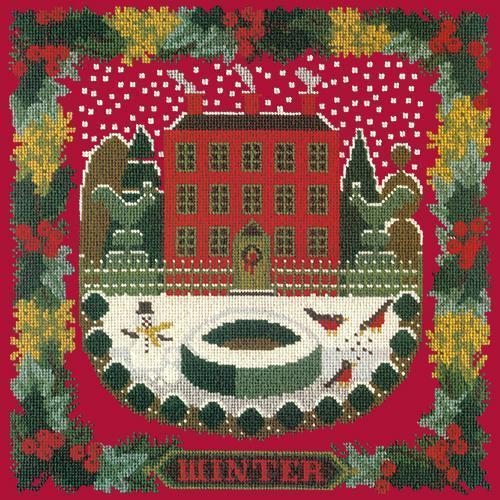 Winter Sampler Needlepoint Kit Elizabeth Bradley Design Bright Red 