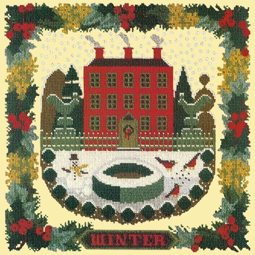 Winter Sampler Needlepoint Kit Elizabeth Bradley Design Butter Yellow 