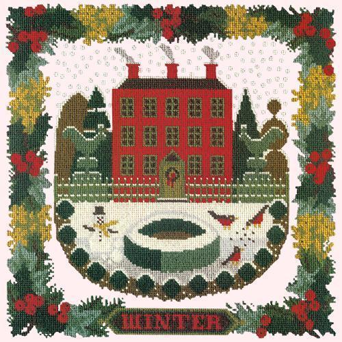 Winter Sampler Needlepoint Kit Elizabeth Bradley Design Cream 