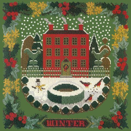 Winter Sampler Needlepoint Kit Elizabeth Bradley Design Dark Green 