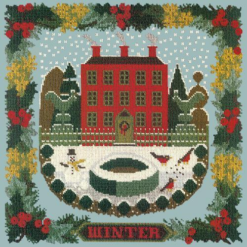 Winter Sampler Needlepoint Kit Elizabeth Bradley Design Pale Blue 