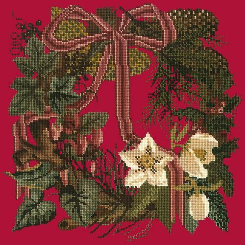 Winter Wreath Needlepoint Kit Elizabeth Bradley Design Bright Red 