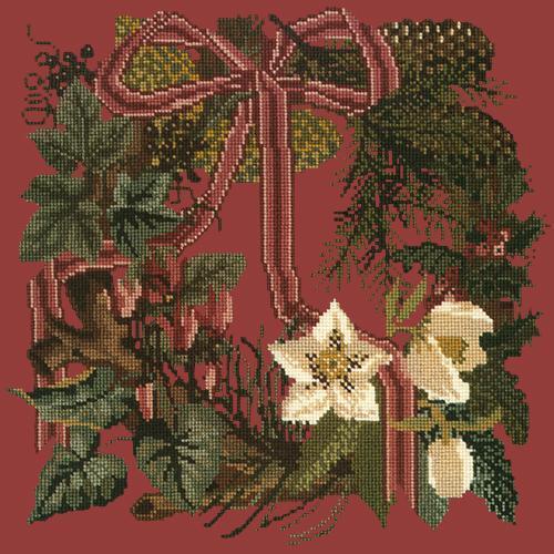 Winter Wreath Needlepoint Kit Elizabeth Bradley Design Dark Red 