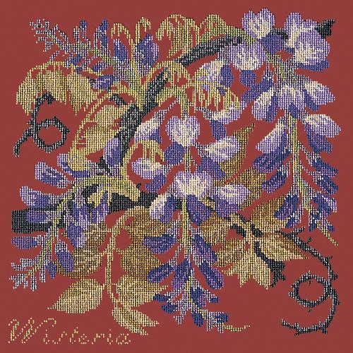 Wisteria Needlepoint Kit Elizabeth Bradley Design Dark Red 